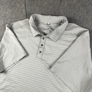 Kuhl Airkuhl Polo Shirt Mens XL Gray Striped Performance Athletic Golf Hike Camp